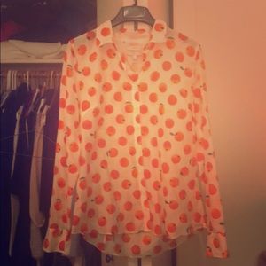 J. Crew blouse with tangerine print